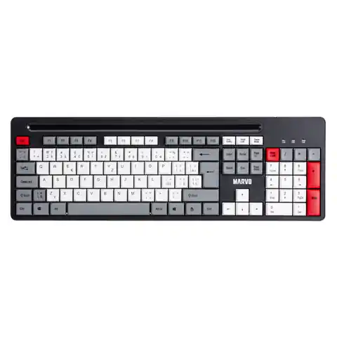 ⁨Marvo KB005, klawiatura CZ/SK, klasyczna, przewodowa (USB), czarno-czerwona⁩ w sklepie Wasserman.eu