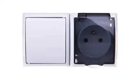 ⁨WAVE Hermetic switch single + socket z/u with transparent flap white ZH-Ł1G/00/d⁩ at Wasserman.eu