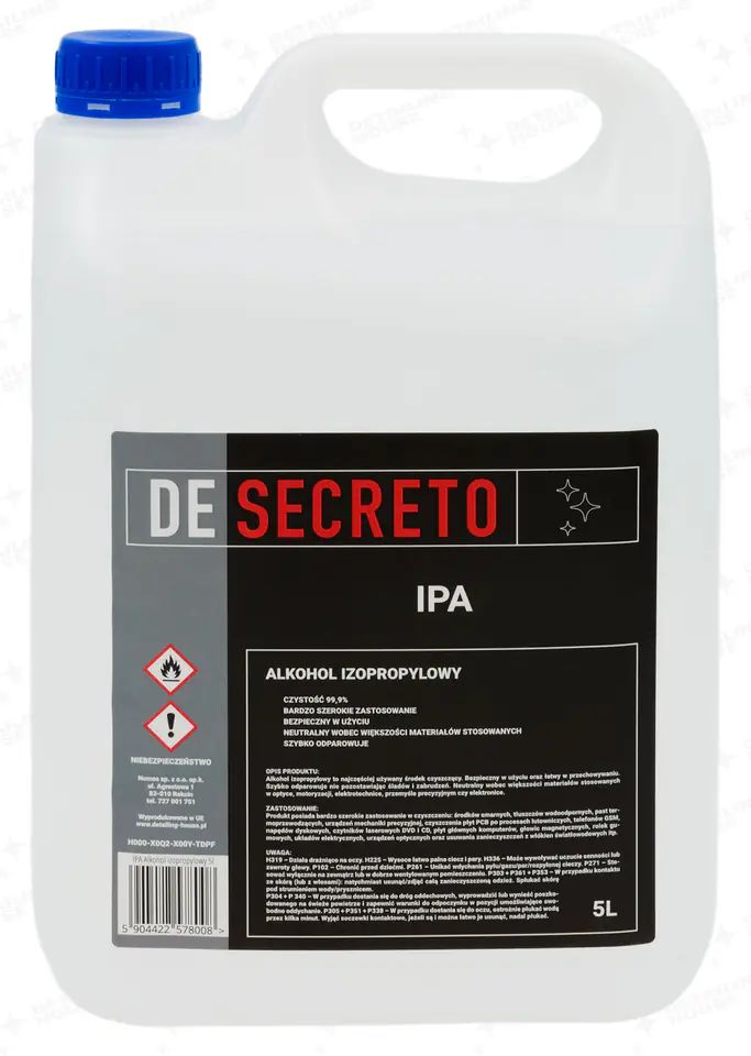 ⁨De Secreto IPA 99,9% 5L - odtłuszcza, przygotowuje lakier⁩ w sklepie Wasserman.eu