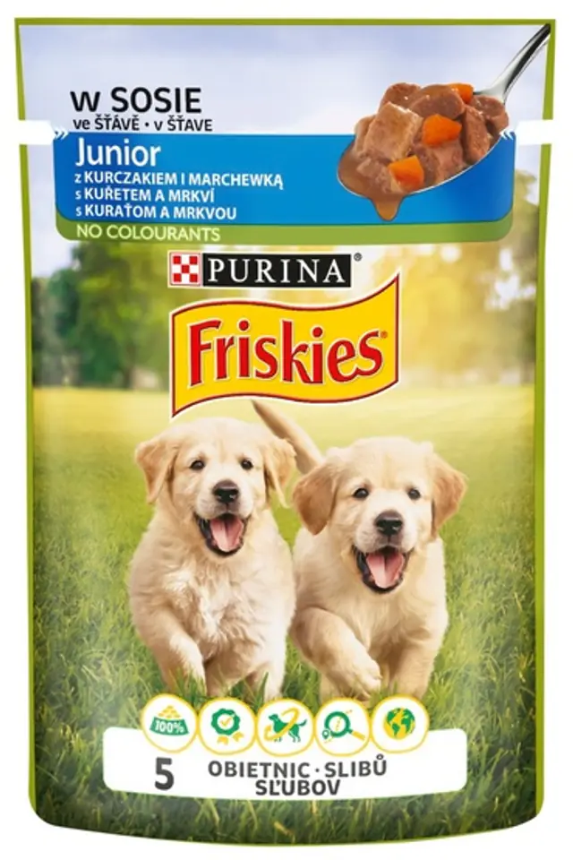 ⁨Friskies Dog Junior Kurczak i marchewka w sosie saszetka 100g⁩ w sklepie Wasserman.eu