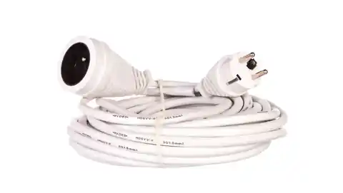 ⁨Kabel przedłużajacy (przedłużacz) 10m biały 1x230V H05VV-F3G1,5 1168464⁩ w sklepie Wasserman.eu