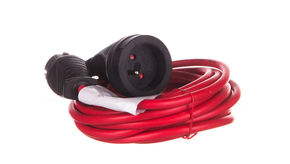 ⁨Kabel przedłużajacy (przedłużacz) 5m czerwony 1x230V H05VV-F 3G1,5 1167454⁩ w sklepie Wasserman.eu