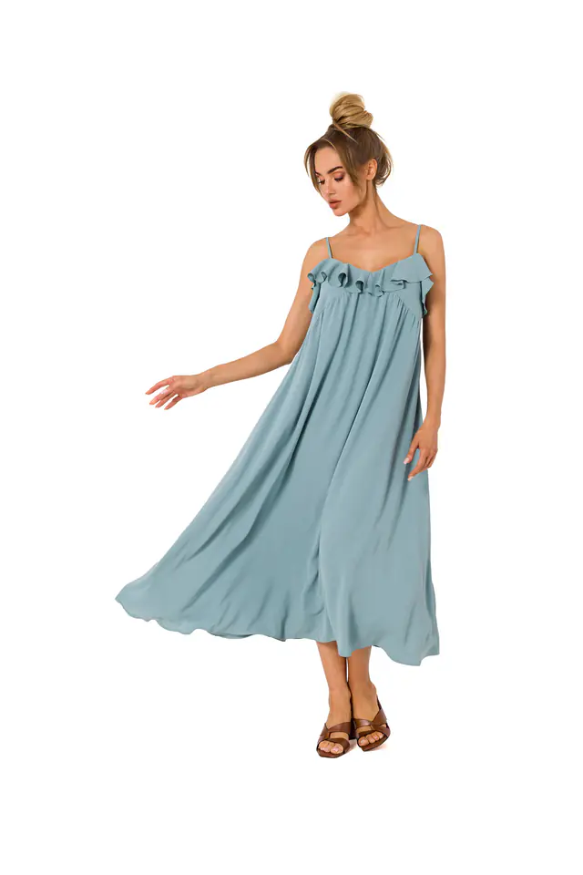 ⁨M743 Sukienka na cienkich ramiączkach - agawa (kolor niebieski, rozmiar L)⁩ w sklepie Wasserman.eu