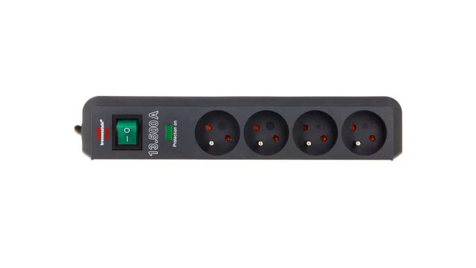 ⁨Anti-overrun power strip Eco-Line 4500A 1,5m 4 sockets black H05VV-F 3G1,5 1153904314⁩ at Wasserman.eu