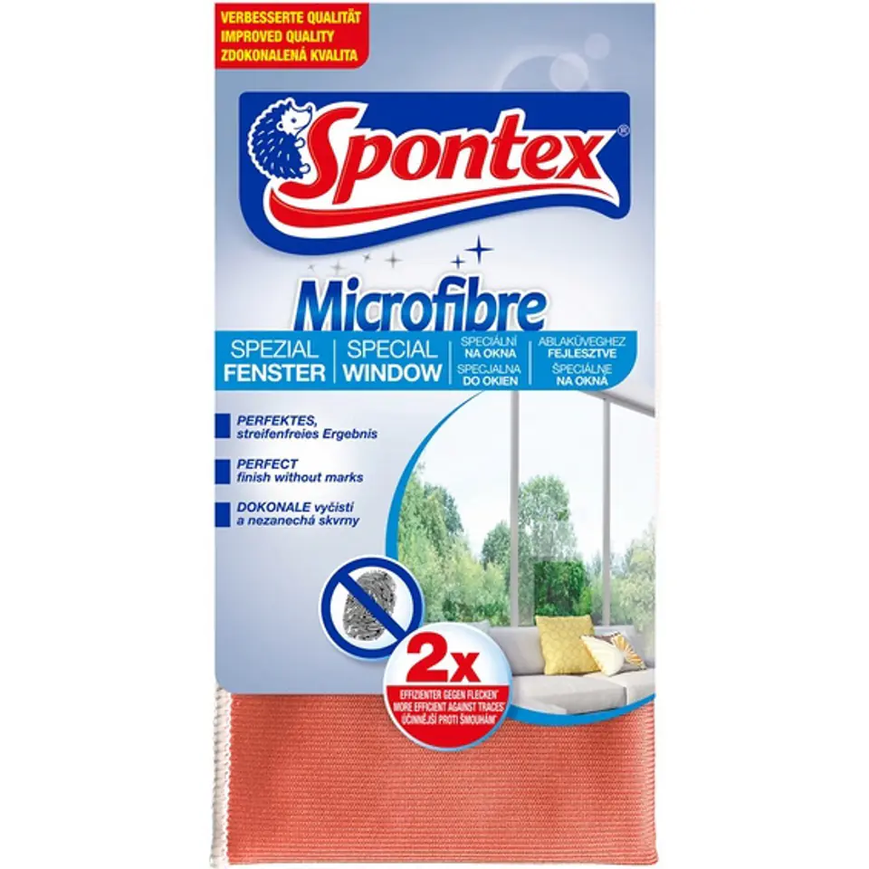 ⁨Ściereczka z mikrofibry do okien 35x35cm SPONTEX 97043069/19700145⁩ w sklepie Wasserman.eu