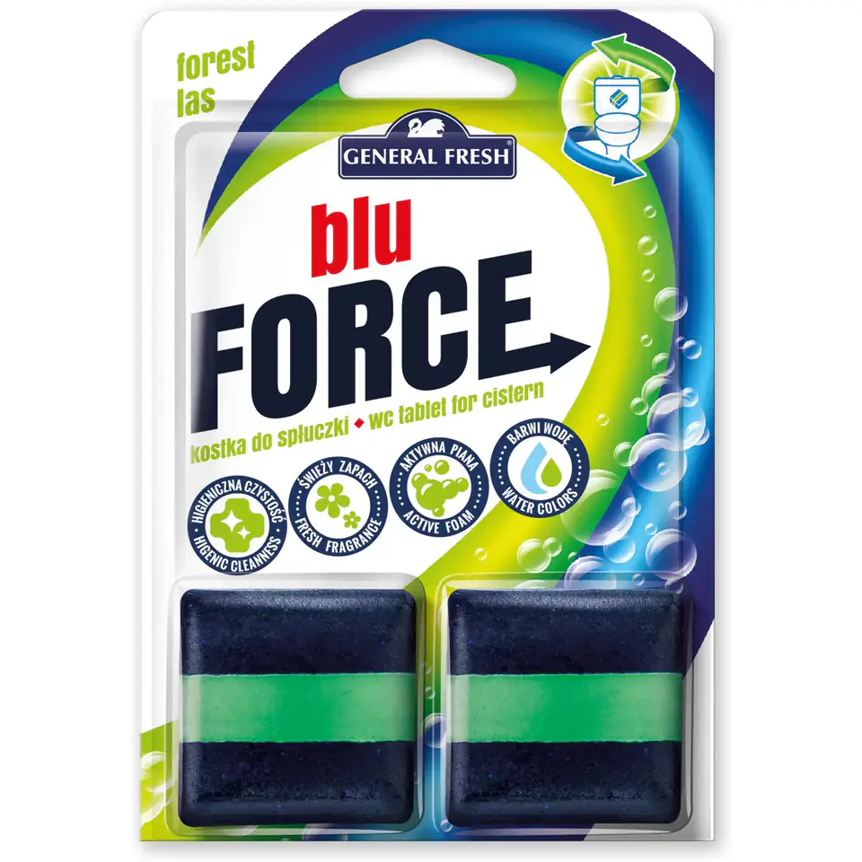 ⁨Kostka do WC BLU FORCE do spłuczki 50g las (2 sztuki) GENERAL FRESH⁩ w sklepie Wasserman.eu