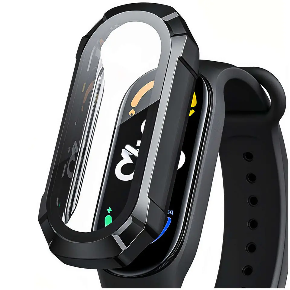 ⁨Etui ochronne 2w1 nakładka wbudowane szkło do Xiaomi Mi Band 7 / 7 NFC Alogy Classic Case Czarne⁩ w sklepie Wasserman.eu