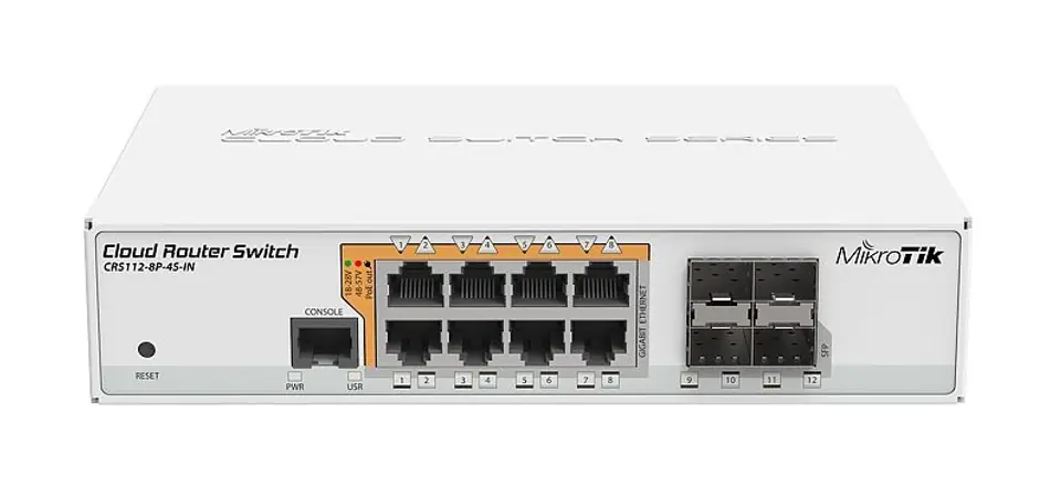⁨Mikrotik CRS112-8P-4S-IN network switch Gigabit Ethernet (10/100/1000) Power over Ethernet (PoE) White⁩ at Wasserman.eu