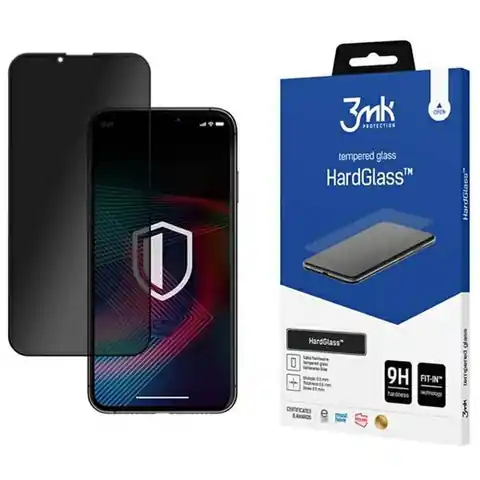 ⁨3MK HardGlass Max Privacy iPhone 14/13 /13 Pro 6,1" czarny/black, FullScreen Glass⁩ w sklepie Wasserman.eu