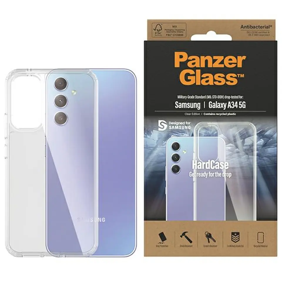 ⁨PanzerGlass HardCase Samsung A34 5G A346 Antibacterial Military grade clear 0444⁩ w sklepie Wasserman.eu