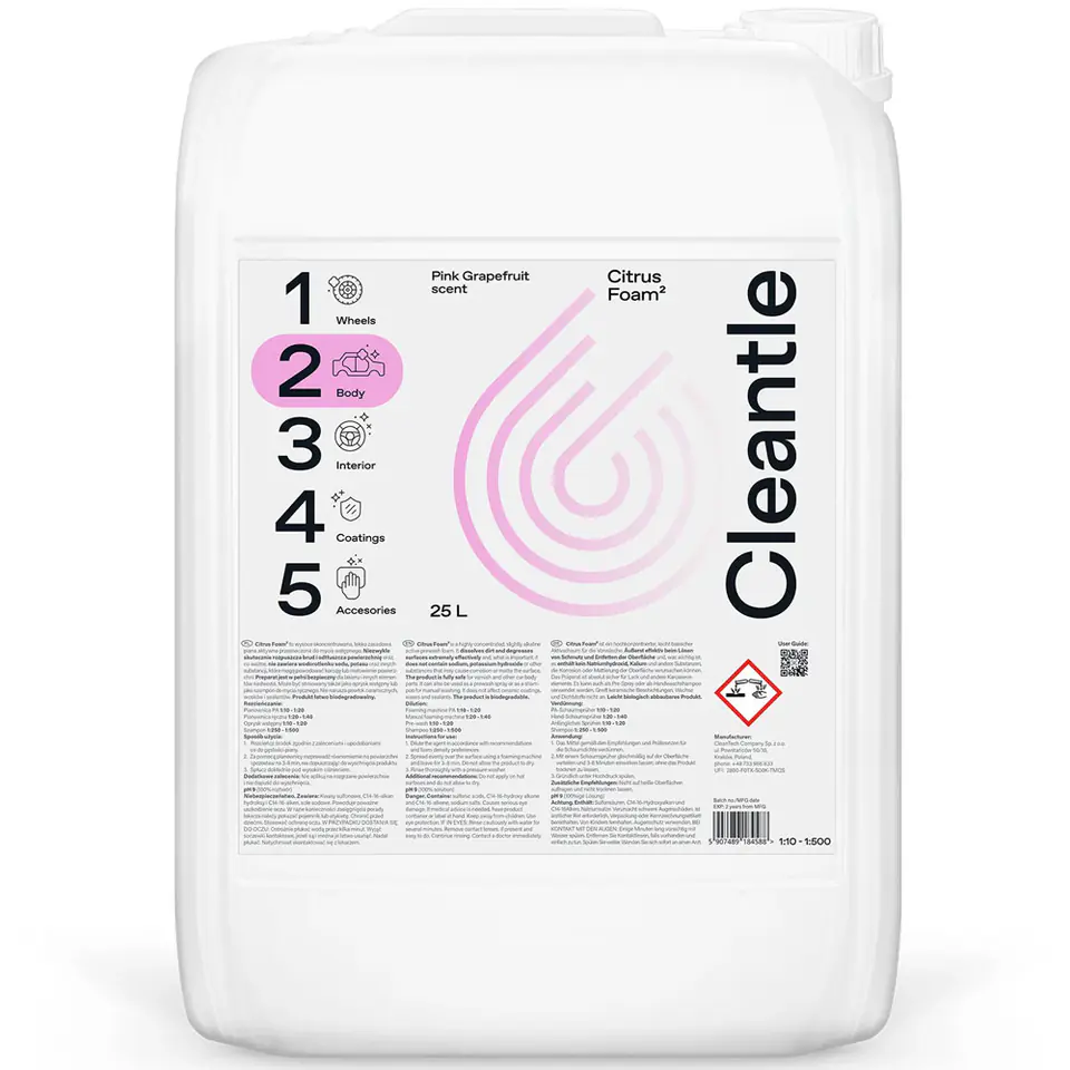 ⁨Cleantle Citrus Foam 25L - piana o zasadowym pH⁩ w sklepie Wasserman.eu