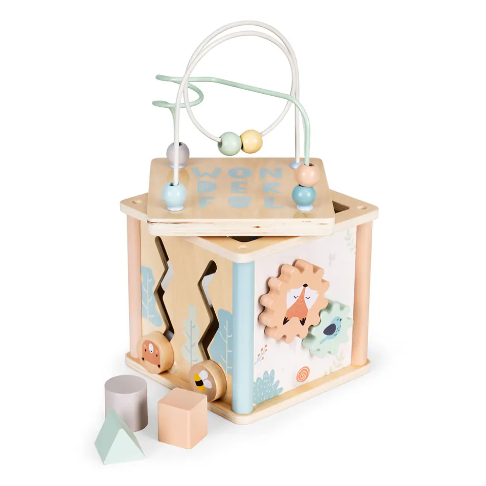 ⁨Drewniana kostka edukacyjna sorter klocki ECOTOYS⁩ w sklepie Wasserman.eu