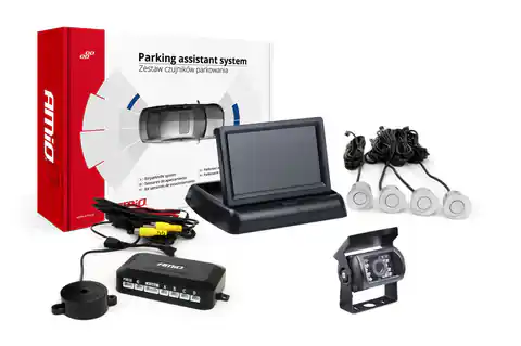 ⁨Zestaw czujników parkowania tft01 4,3" z kamerą hd-501-ir 4 sensory czarne "gold"⁩ w sklepie Wasserman.eu