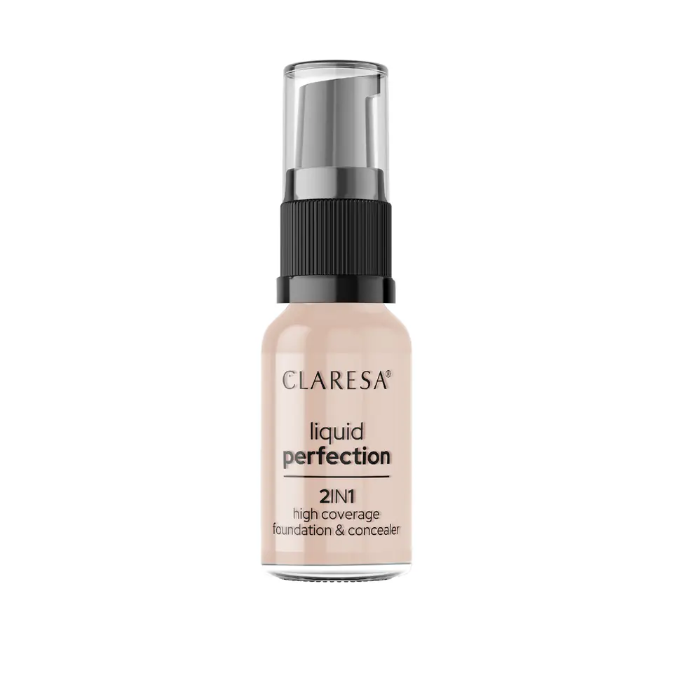 ⁨CLARESA Liquid Perfection Korektor i Podkład kryjący w płynie 2in1 nr 103 Cool Medium 18g⁩ w sklepie Wasserman.eu