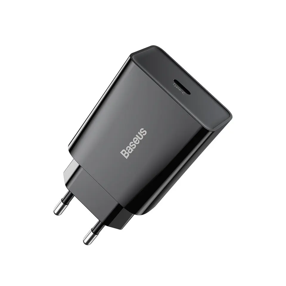 ⁨Ładowarka sieciowa Baseus Speed Mini Quick Charger, USB-C, PD, 3A, 20W (czarna)⁩ w sklepie Wasserman.eu