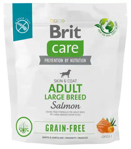 ⁨Dry food for adult dogs, large breeds - BRIT Care Grain-free Adult Salmon- 1 kg⁩ at Wasserman.eu
