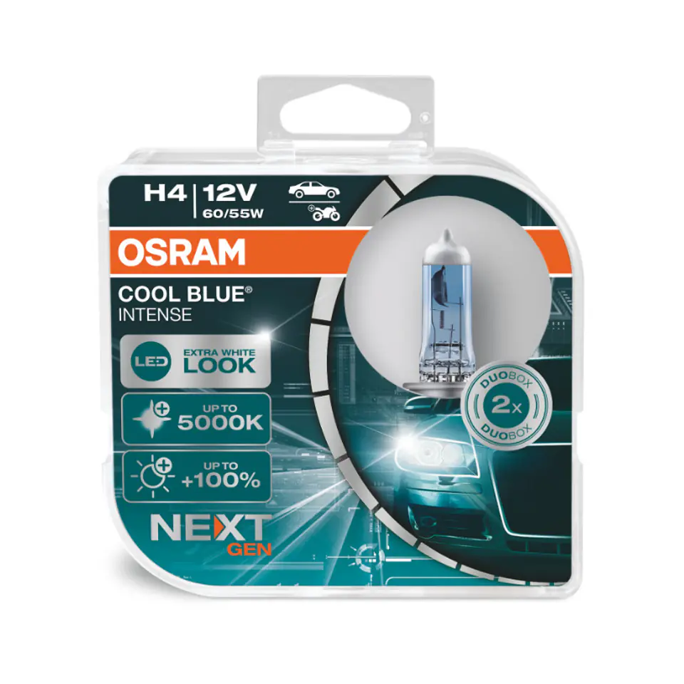 ⁨Halogen bulbs osram h4 12v 60/55w p43t cool blue next gen 5000k / 2 pcs.⁩ at Wasserman.eu