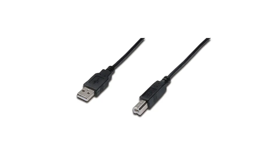 ⁨CONNECTION CABLE USB 2.0 Type USB A/USB B, M/M black 1,8m AK-300102-018-S⁩ at Wasserman.eu