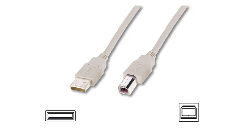 ⁨Kabel połączeniowy USB 2.0 Typ USB A/USB B, M/M beżowy 3m AK-300102-030-E⁩ w sklepie Wasserman.eu