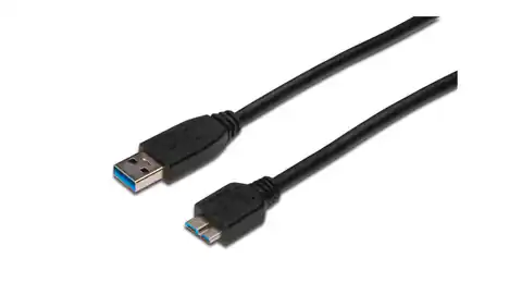 ⁨Kabel połączeniowy USB 3.0 Typ USB A/microUSB B, M/M czarny 0,25m AK-300117-003-S⁩ w sklepie Wasserman.eu