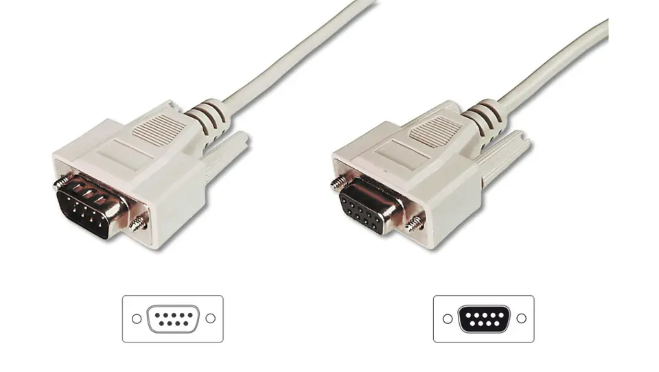 ⁨Extension cable RS232 1:1 Type DSUB9/DSUB9, M/Ż beige 5m AK-610203-050-E⁩ at Wasserman.eu