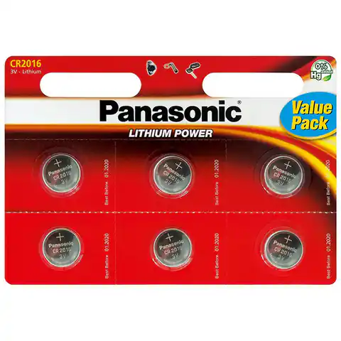 ⁨Bateria litowa, CR2016, 3V, Panasonic, blistr, 6-pack⁩ w sklepie Wasserman.eu
