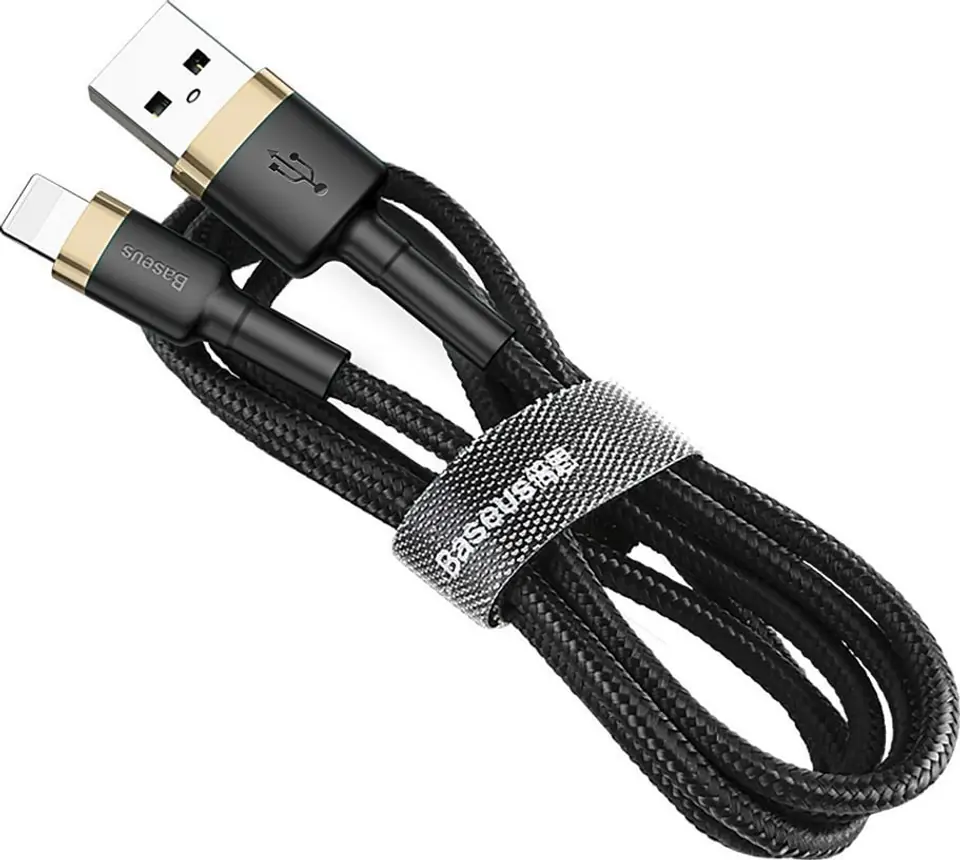 ⁨Baseus Cafule Cable - USB to Lightning Connection Cable, 1.5 A, 2 m (gold/black)⁩ at Wasserman.eu