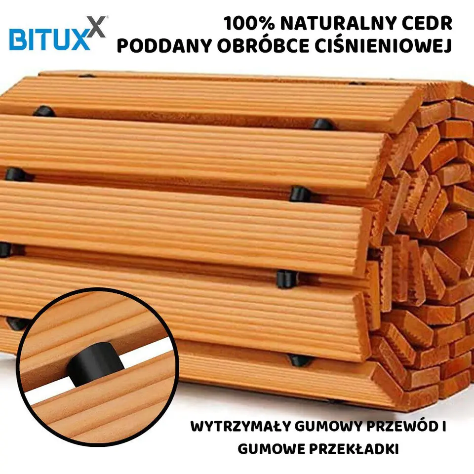 ⁨ŚCIEŻKA OGRODOWA Z DRZEWA CEDROWEGO 250CM X75CM BITUXX ZWIJANA DO OGRODU DRÓŻKA⁩ w sklepie Wasserman.eu