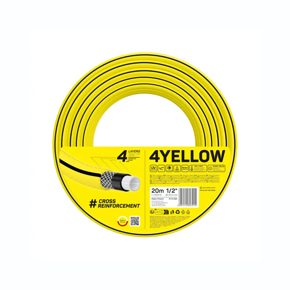 ⁨Wąż ogrodowy Cellfast 4YELLOW 1/2" 20m⁩ w sklepie Wasserman.eu