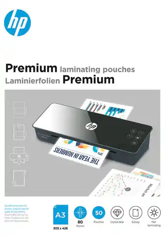 ⁨HP Folia laminacyjna PREMIUM A3 80 mic, 50 szt.⁩ w sklepie Wasserman.eu