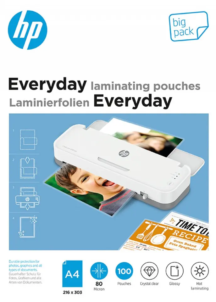 ⁨HP Folia laminacyjna EVERYDAY A4 80 mic, 100 szt.⁩ w sklepie Wasserman.eu