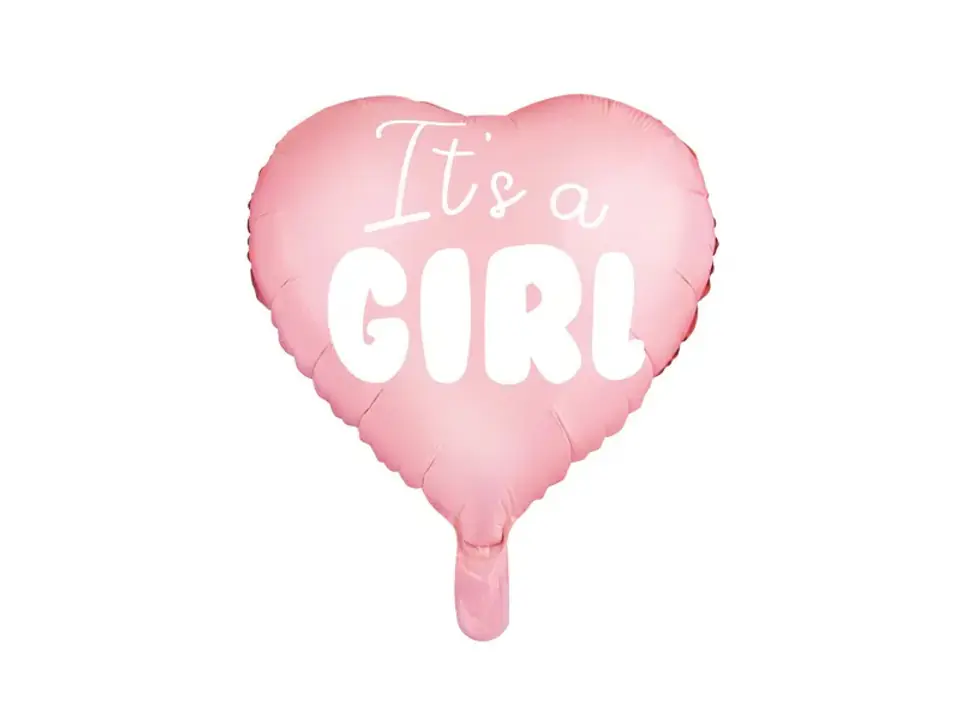 ⁨Balon foliowy "It's a girl" na baby shower serce różowe 48cm⁩ w sklepie Wasserman.eu