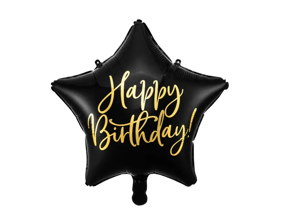 ⁨Balon foliowy urodzinowy gwiazdka Happy Birthday 40cm czarny⁩ w sklepie Wasserman.eu