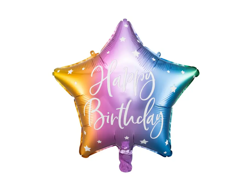 ⁨Balon foliowy urodzinowy gwiazdka Happy Birthday 40cm kolorowy⁩ w sklepie Wasserman.eu