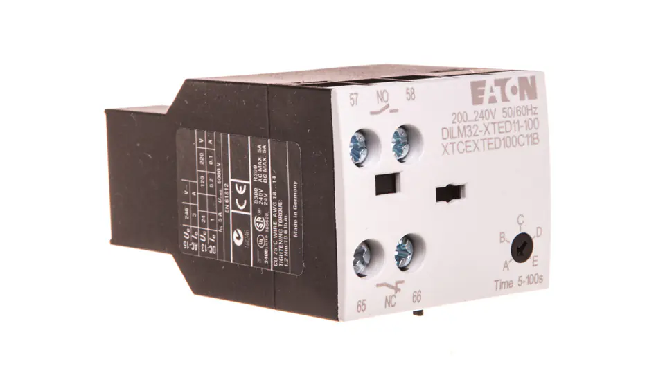 Elektroniczny moduł czasowy opóźnione odpadanie 5-100sek 1Z 1R 230V AC DILM32-XTED11-100(RAC240) 104948 w sklepie Wasserman.eu