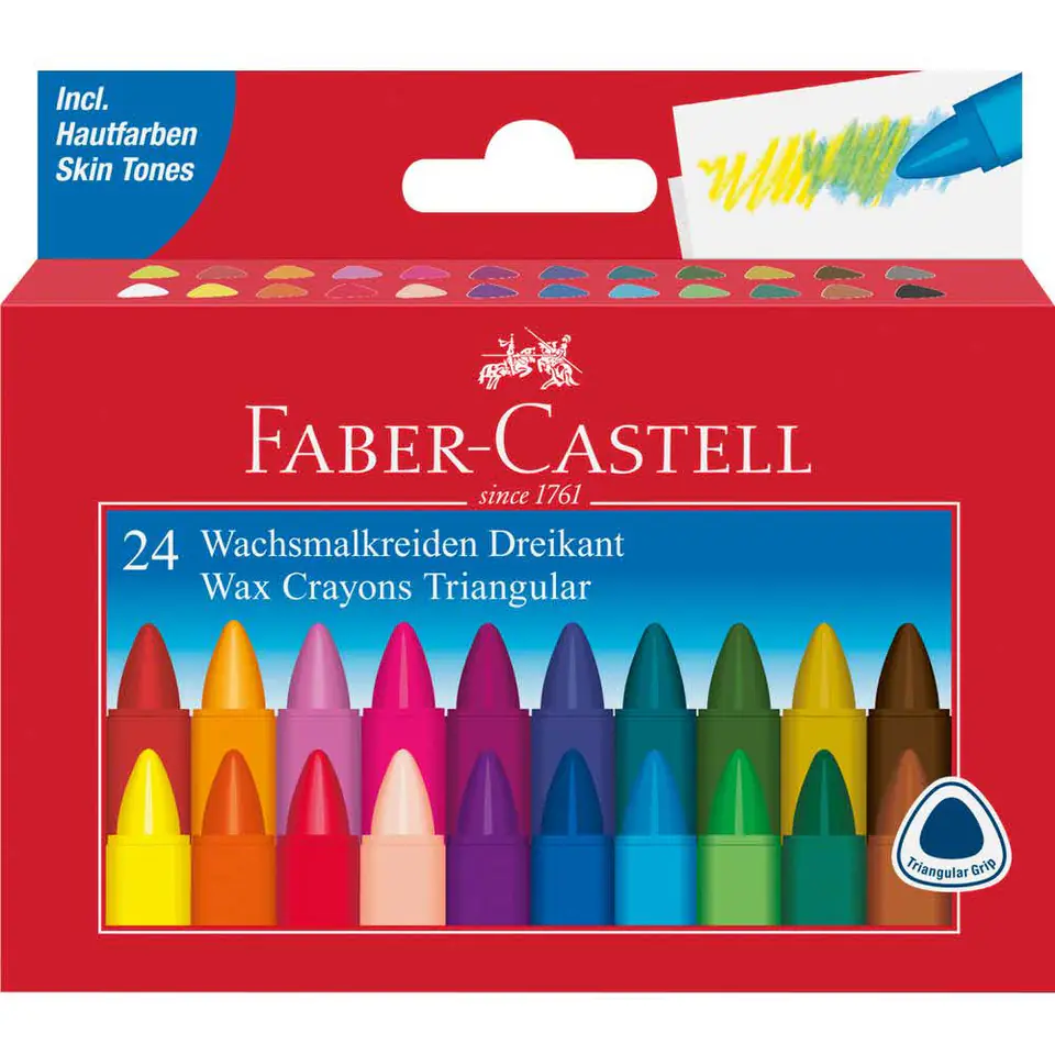 ⁨Kredki świecowe trójkątne 24kol opakowanie kartonowe 120024 Faber-Castell⁩ w sklepie Wasserman.eu