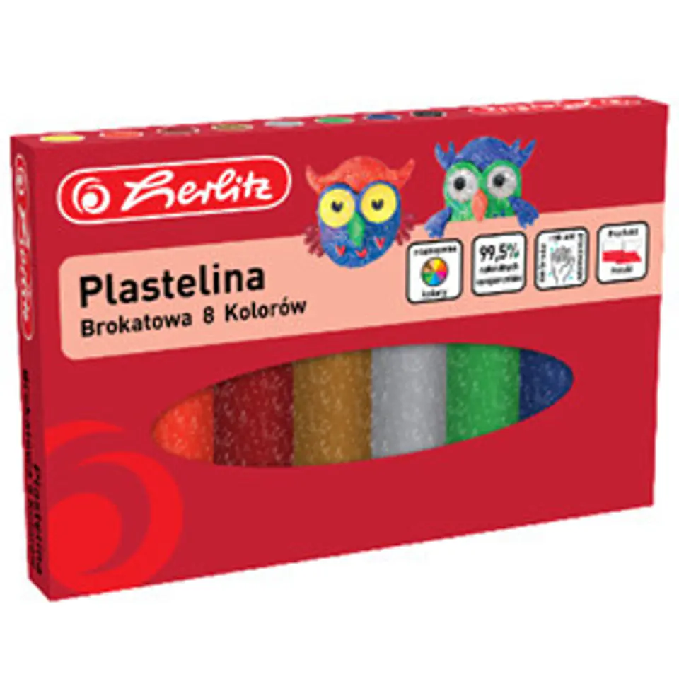 ⁨Plastelina szkolna brokatowa Zestaw 8 kolorów 9589003 HERLITZ⁩ w sklepie Wasserman.eu