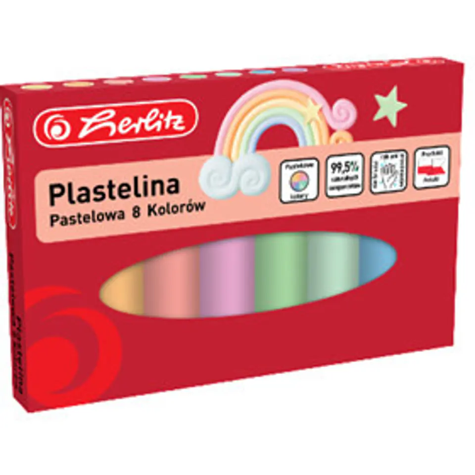 ⁨Plastelina szkolna pastelowa Zestaw 8 kolorów 9588880 HERLITZ⁩ w sklepie Wasserman.eu