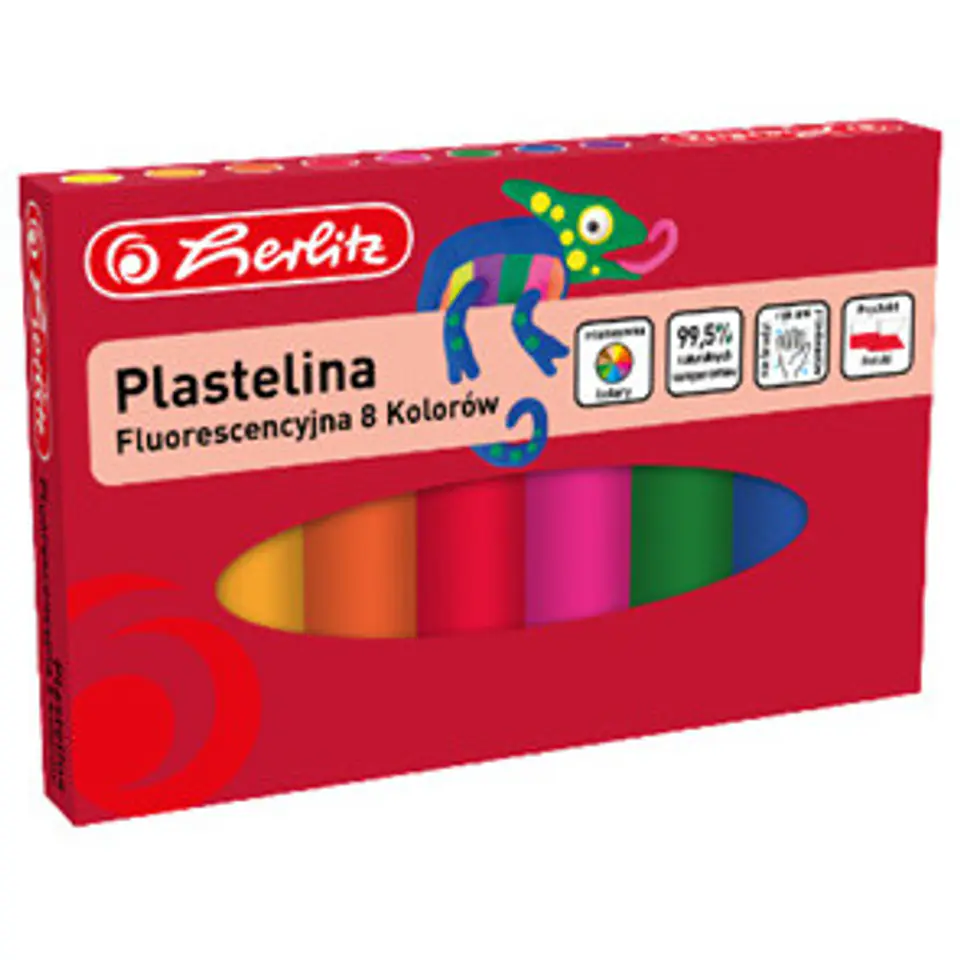 ⁨Plastelina szkolna fluorescencyjna Zestaw 8 kolorów 9588997 HERLITZ⁩ w sklepie Wasserman.eu