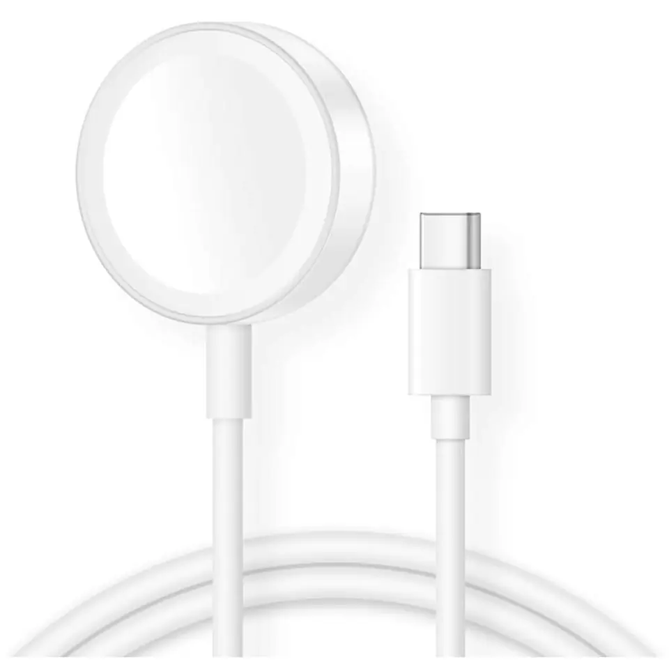 ⁨Kabel ładowarka indukcyjna QI magnetyczna Alogy do Apple Watch USB-C typ C 100cm 1M Biała⁩ w sklepie Wasserman.eu