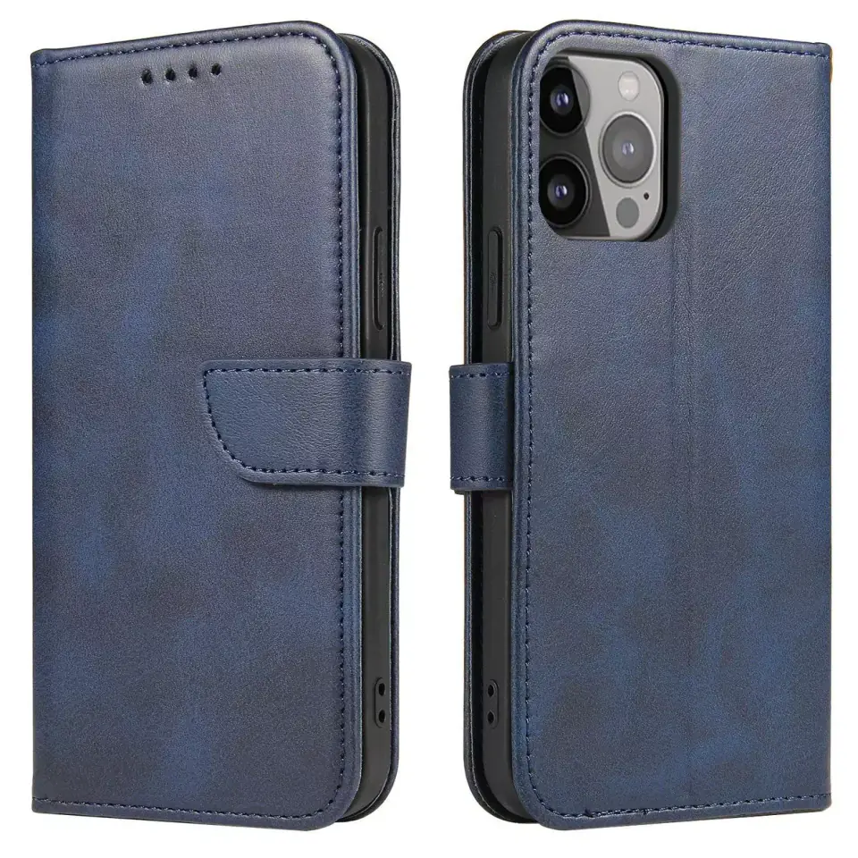 ⁨Etui na telefon Magnet Case do iPhone 14 Plus elegancki futerał etui pokrowiec z klapką i funkcją podstawki niebieski⁩ w sklepie Wasserman.eu