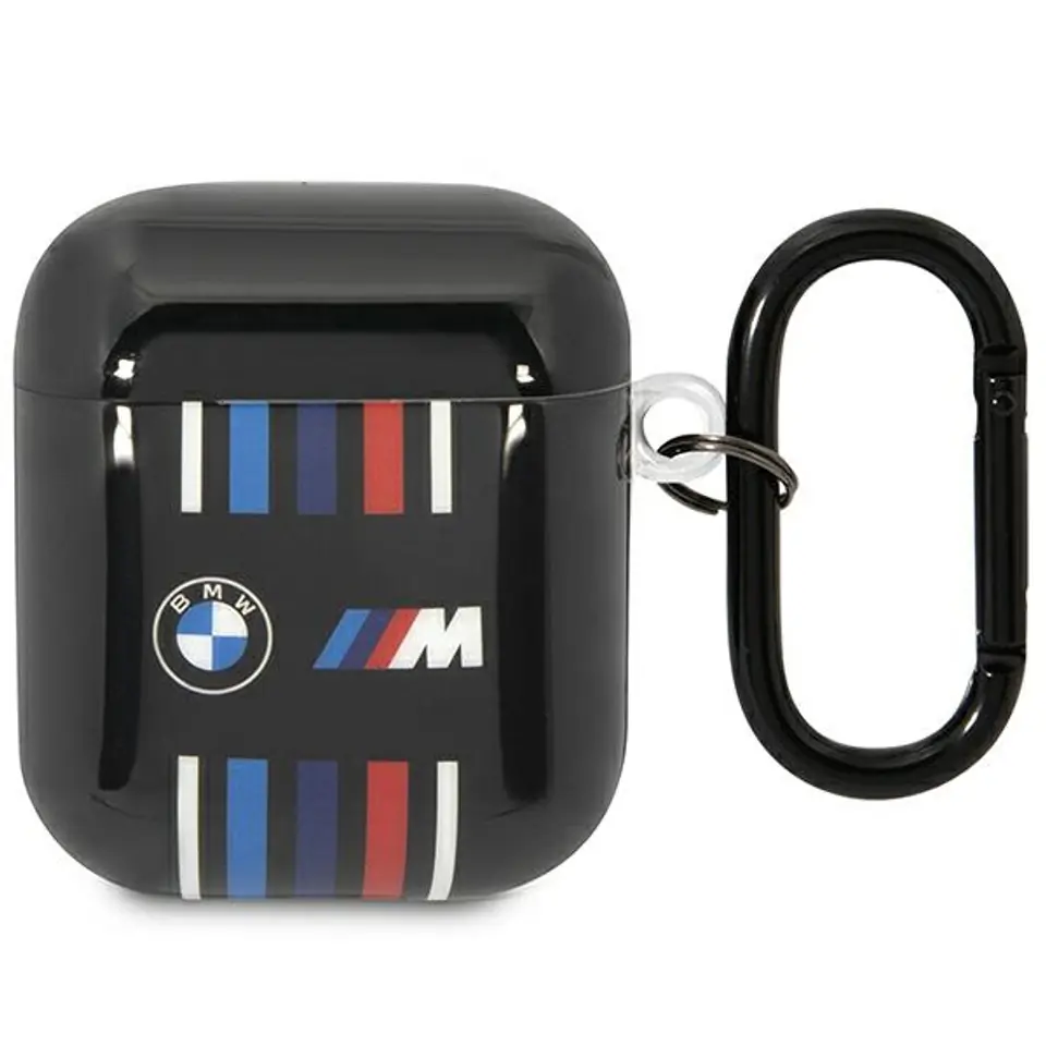 ⁨BMW BMA222SWTK AirPods 1/2 cover czarny/black Multiple Colored Lines⁩ w sklepie Wasserman.eu