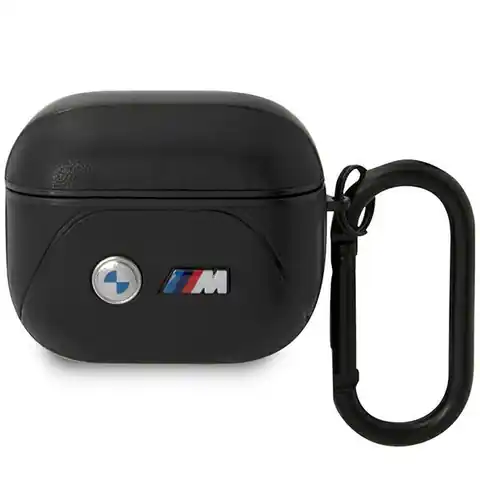 ⁨BMW BMA322PVTK AirPods 3 gen cover czarny/black Leather Curved Line⁩ w sklepie Wasserman.eu
