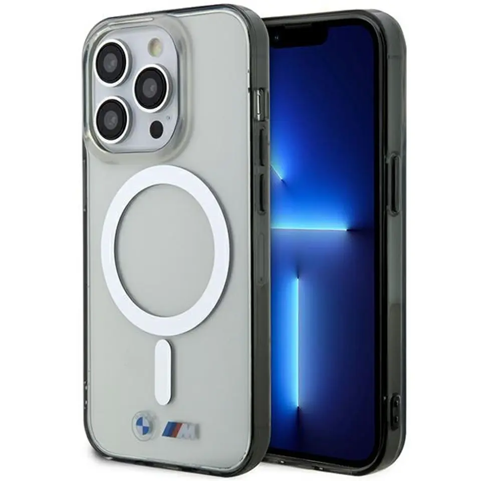 ⁨Etui BMW BMHMP14LHCRS iPhone 14 Pro 6.1" transparent hardcase Silver Ring MagSafe⁩ w sklepie Wasserman.eu