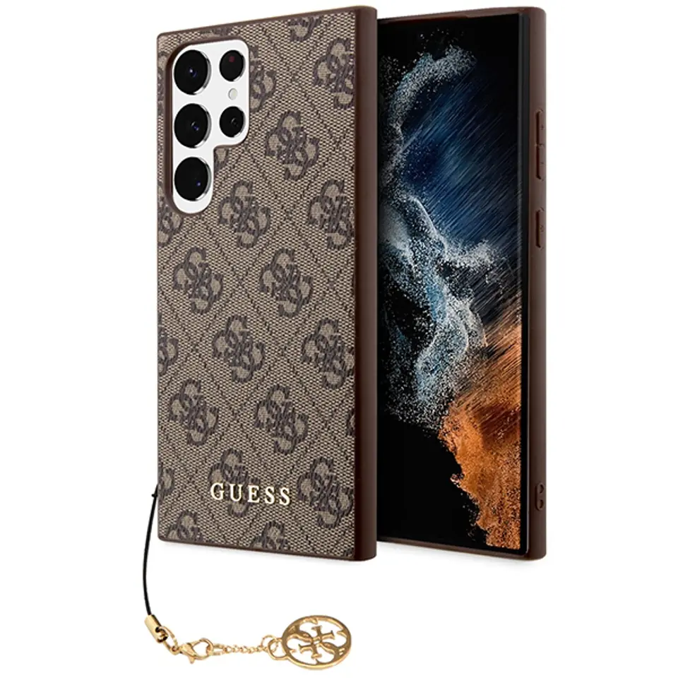 ⁨Guess GUHCS23LGF4GBR S23 Ultra S918 brązowy/brown hardcase 4G Charms Collection⁩ w sklepie Wasserman.eu