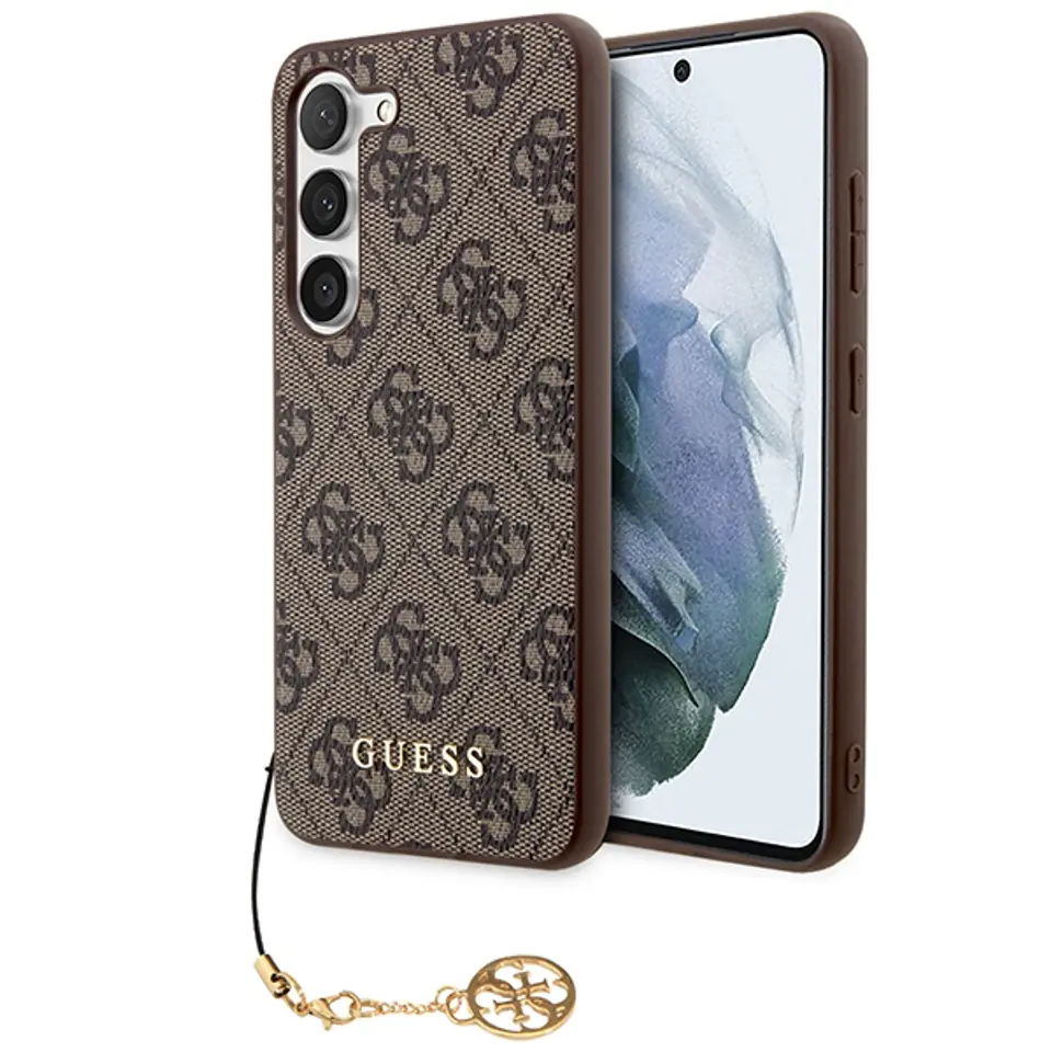 ⁨Guess GUHCS23SGF4GBR S23 S911 brązowy/brown hardcase 4G Charms Collection⁩ w sklepie Wasserman.eu