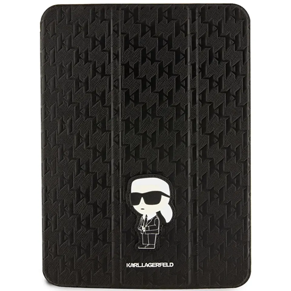 ⁨Karl Lagerfeld KLFC11SAKHPKK iPad 10.9" Folio Magnet Allover Cover czarny/black Saffiano Monogram Ikonik⁩ w sklepie Wasserman.eu
