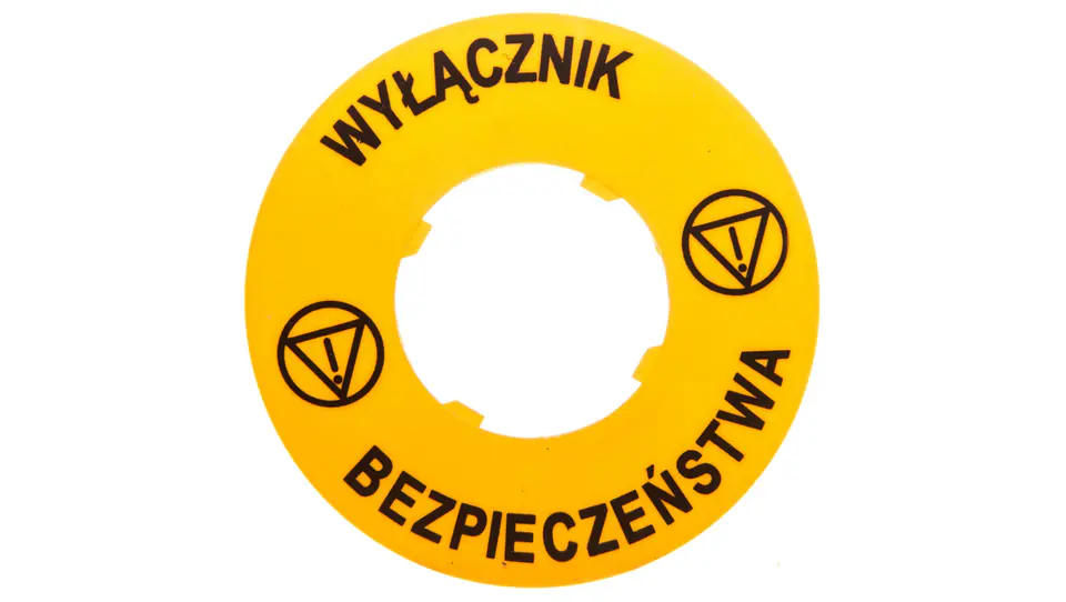 ⁨Tabliczka opisowa żółta okrągła fi60 WYŁĄCZNIK BEZPIECZEŃSTWA LPXAU122⁩ w sklepie Wasserman.eu