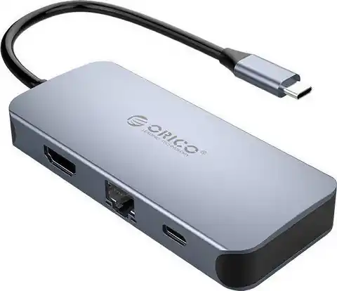 ⁨Orico 6in1 Hub Adapter, HDMI 4K + 3x USB 3.0 + RJ45+ USB-C PD 100W⁩ at Wasserman.eu