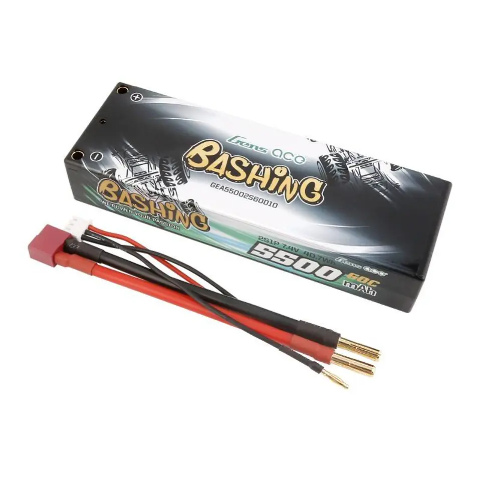 ⁨Akumulator Lipo Gens ace 5500mAh 2S 7.4V 60C HardCase RC 10# car z T-plug⁩ w sklepie Wasserman.eu